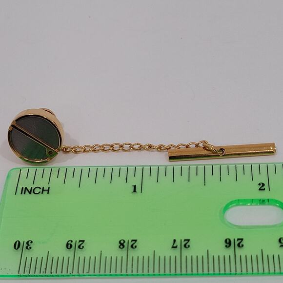 Dunhill Tie Necktie Pin Clasp Silver Gold Tone Logo Designer Round Oval Vintage - Picture 6 of 6